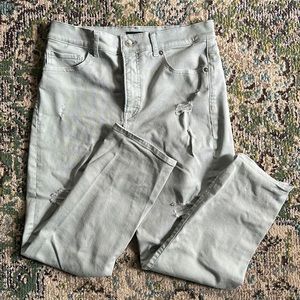 NWOT Express Ripped Sea foam Green Cropped High Waist Mom Jeans